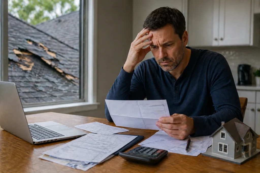 Homeowner reviewing insurance policy declarations page